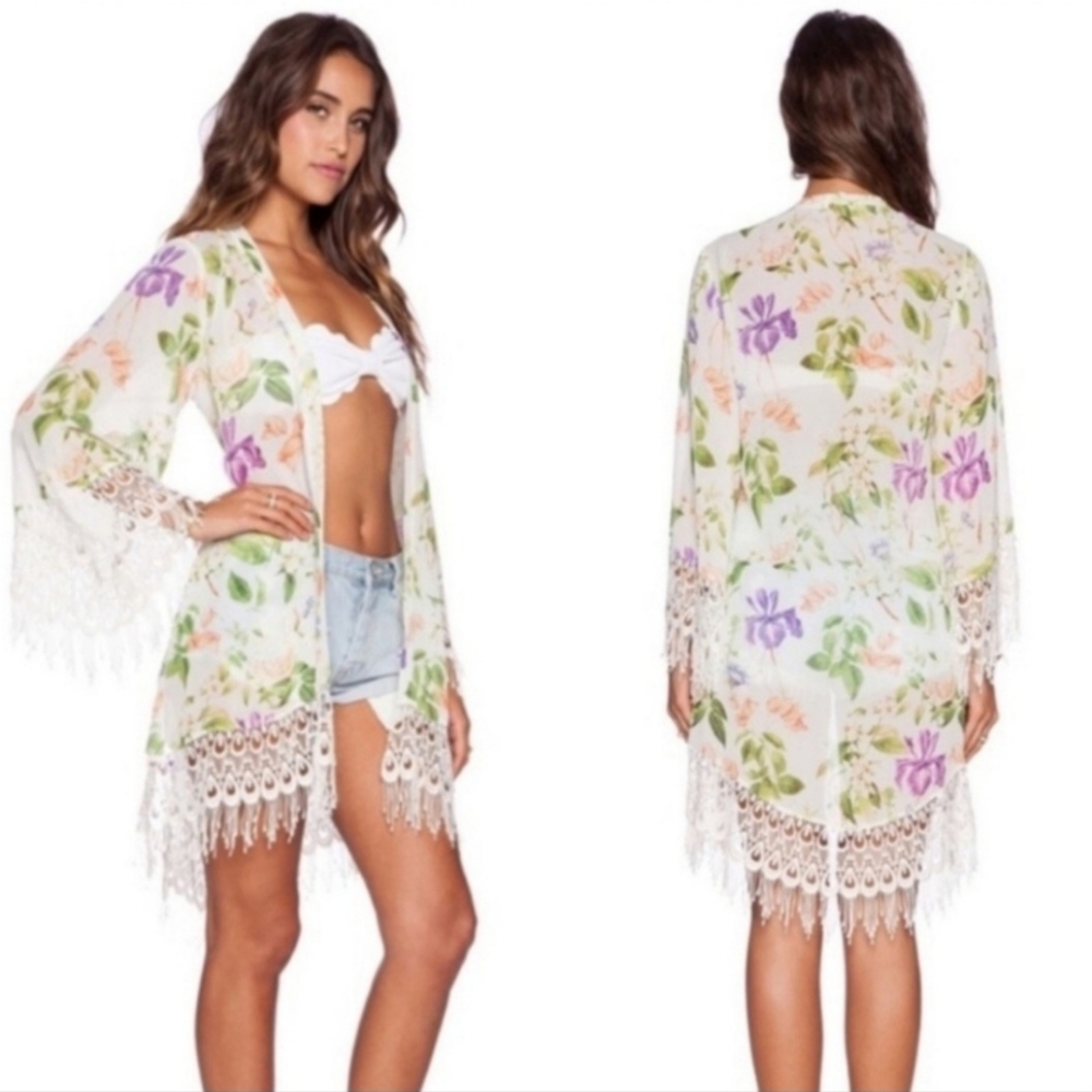 Show Me Your MuMu Green and White Floral Kimono
